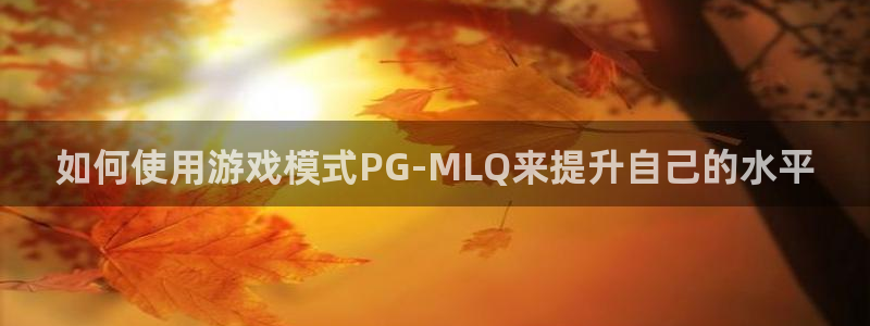 pg电子娱乐游戏平台游戏：如何使用游戏模式PG-MLQ来提升自己的水平